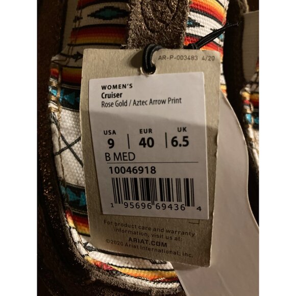Ariat Cruiser Boat Shoe Aztec Arrow Rose Gold Western Size 9 B - Brand New - Picture 6 of 6